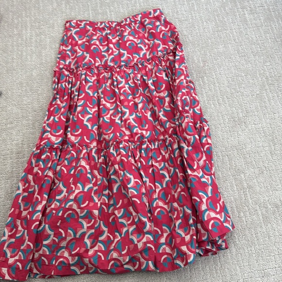 SUNDANCE “Iberia” Geo Peasant Maxi Skirt Tiered Coastal Cowgirl Beachy Pink - Picture 8 of 8